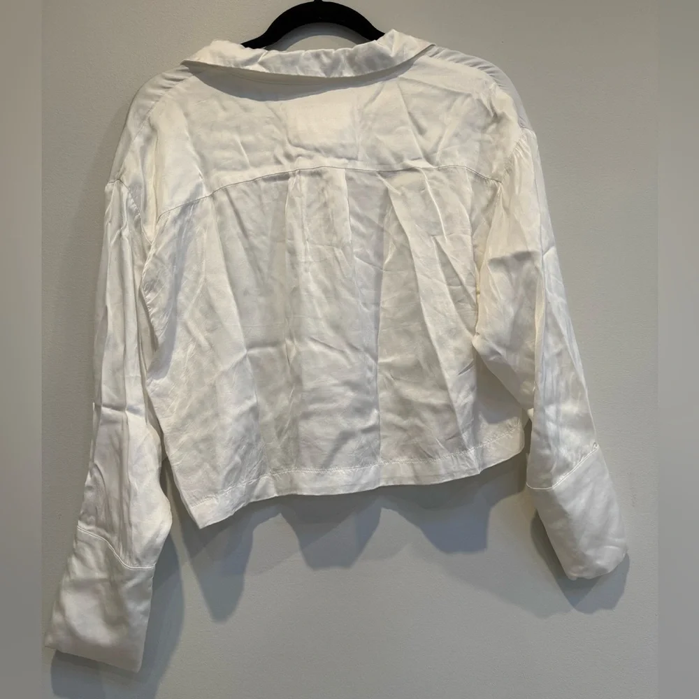 Anthropologie Maeve Silky Satin Collared Popover Blouse - Picture 5 of 8